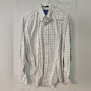 Faconnable White and Blue Plaid Men's Shirt